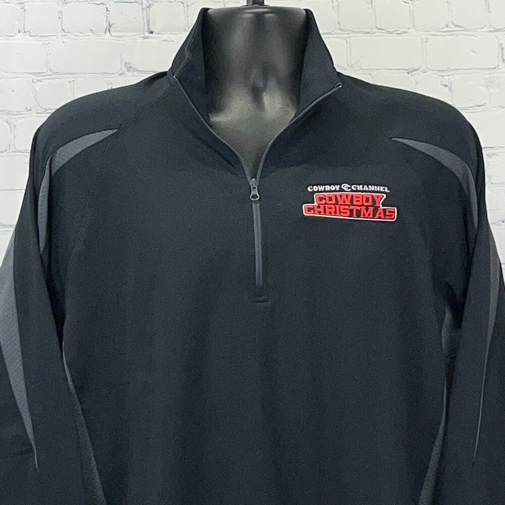 Cowboy Channel Cowboy Christmas 1/4 Quarter Zip Shirt Sport Tek Black M Medium